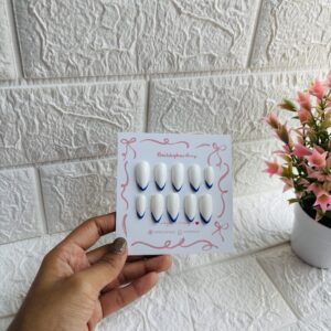 White Nails with Blue French
