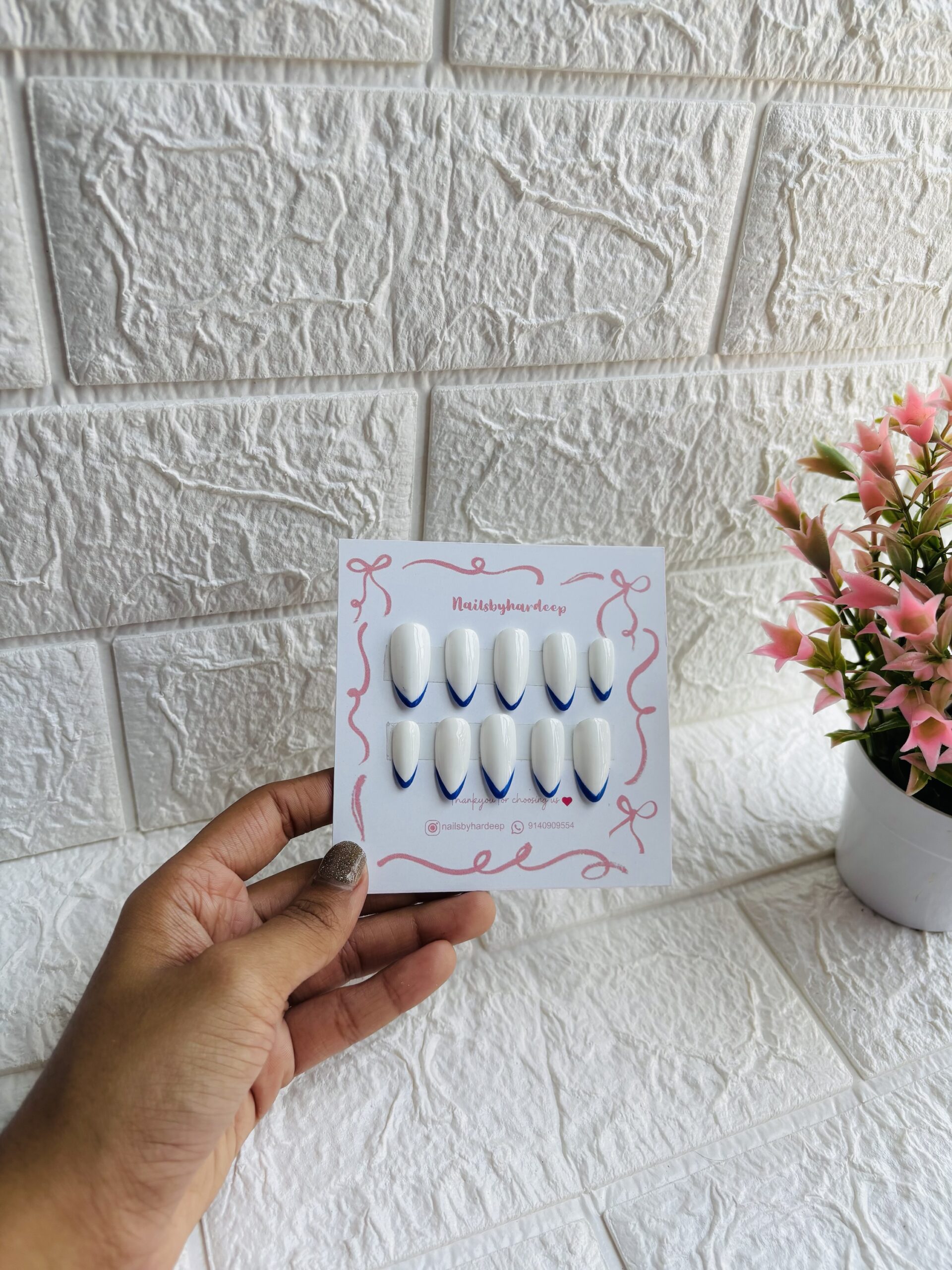 White Nails with Blue French
