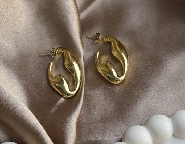 Golden Hoop Earrings - Image 2
