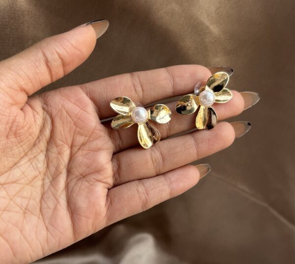 Pearl Leaf Earrings - Image 2