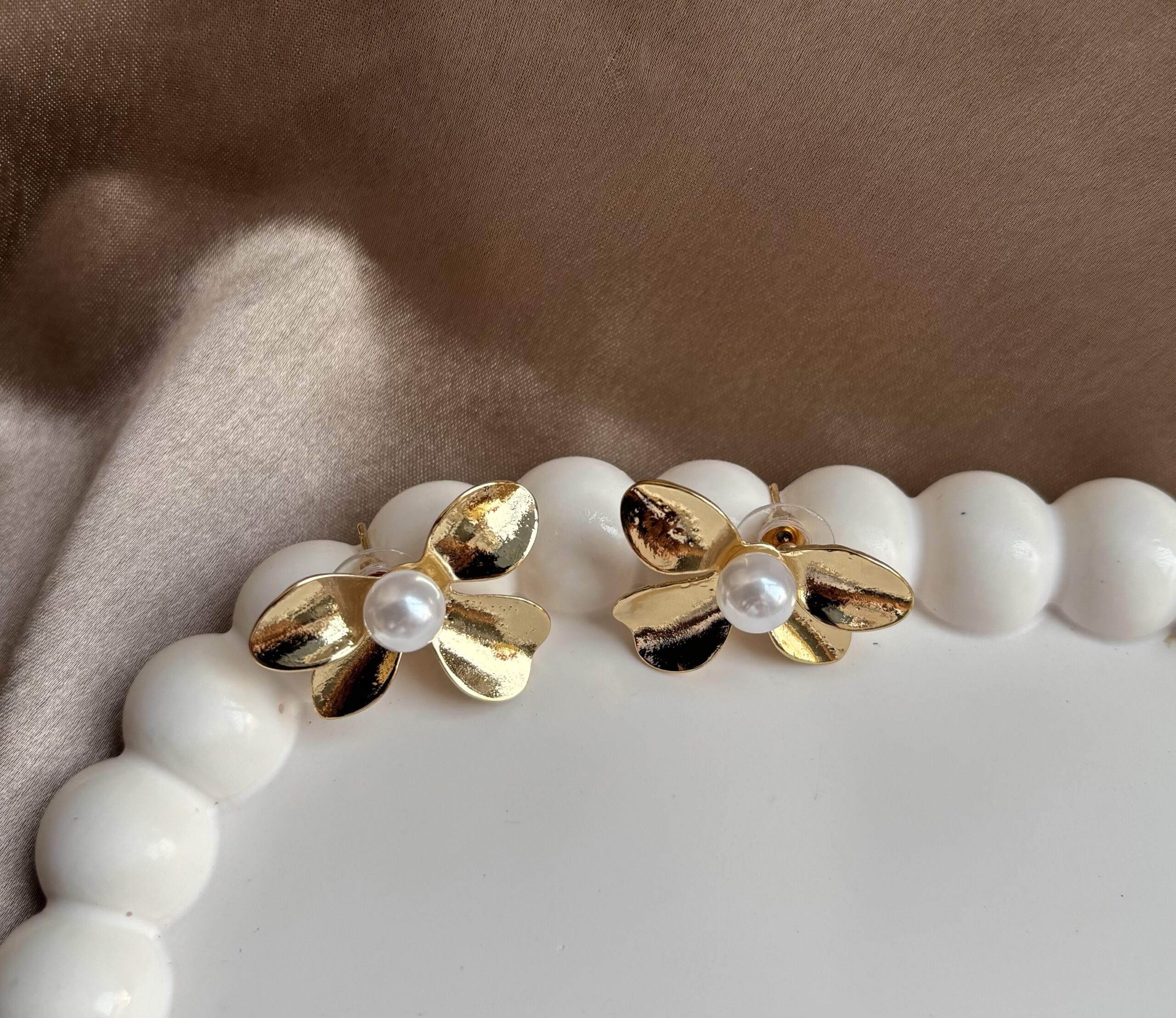 Pearl Leaf Earrings