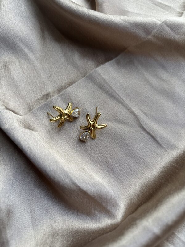 Golden Star Earring with Stones - Image 3