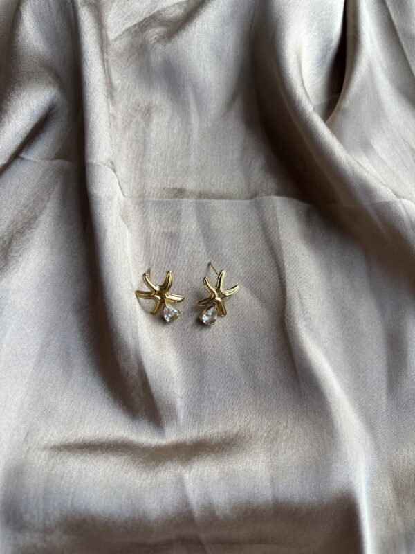Golden Star Earring with Stones - Image 2