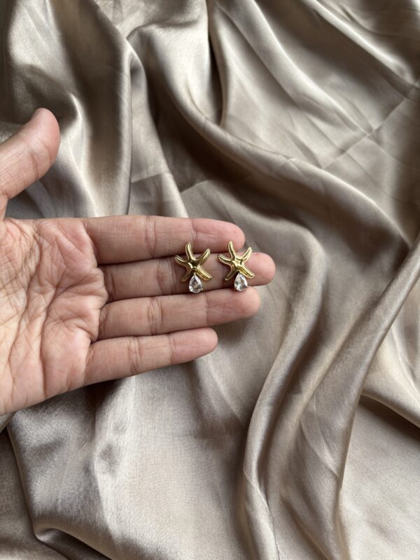 Golden Star Earring with Stones