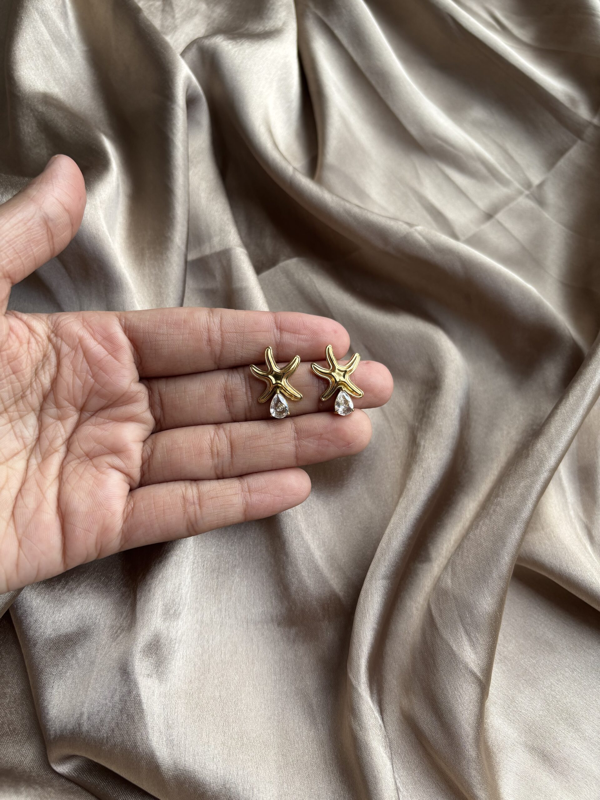 Golden Star Earring with Stones
