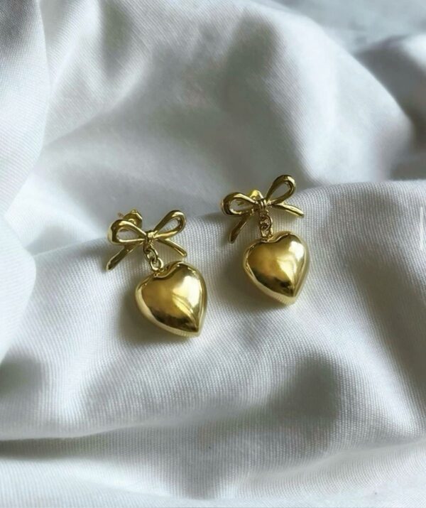 Cute Bow Heart Earring - Image 2