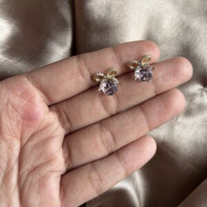 Mini bow stone earrings