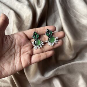 Small Green Oxidised Earring