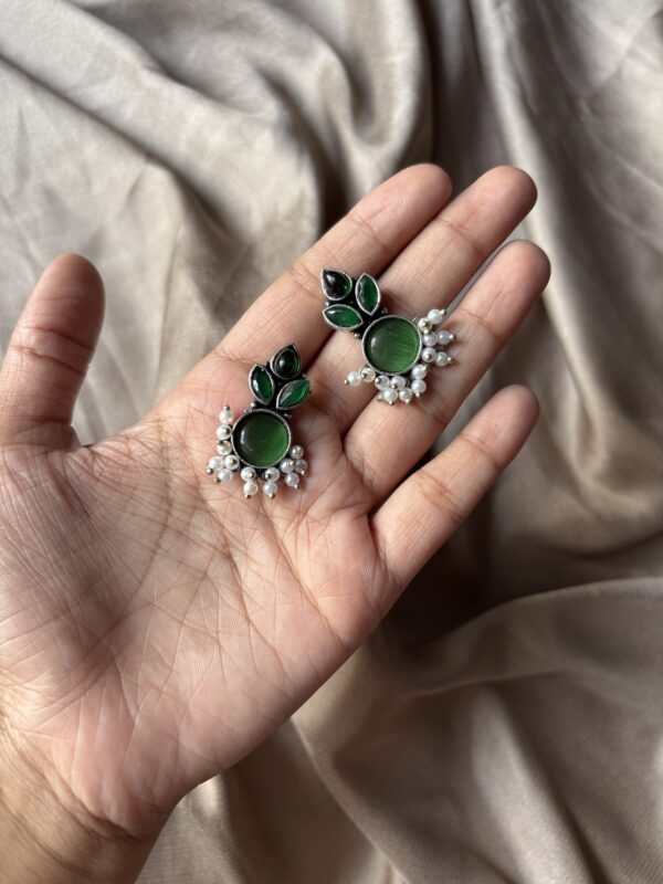 Small Green Oxidised Earring - Image 2