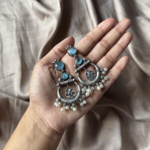 Blue oxidised earring