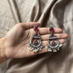 Pink Oxidised earring