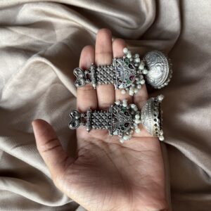 Silver oxidised jhumka