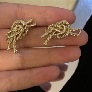 Chunky metal knot earring