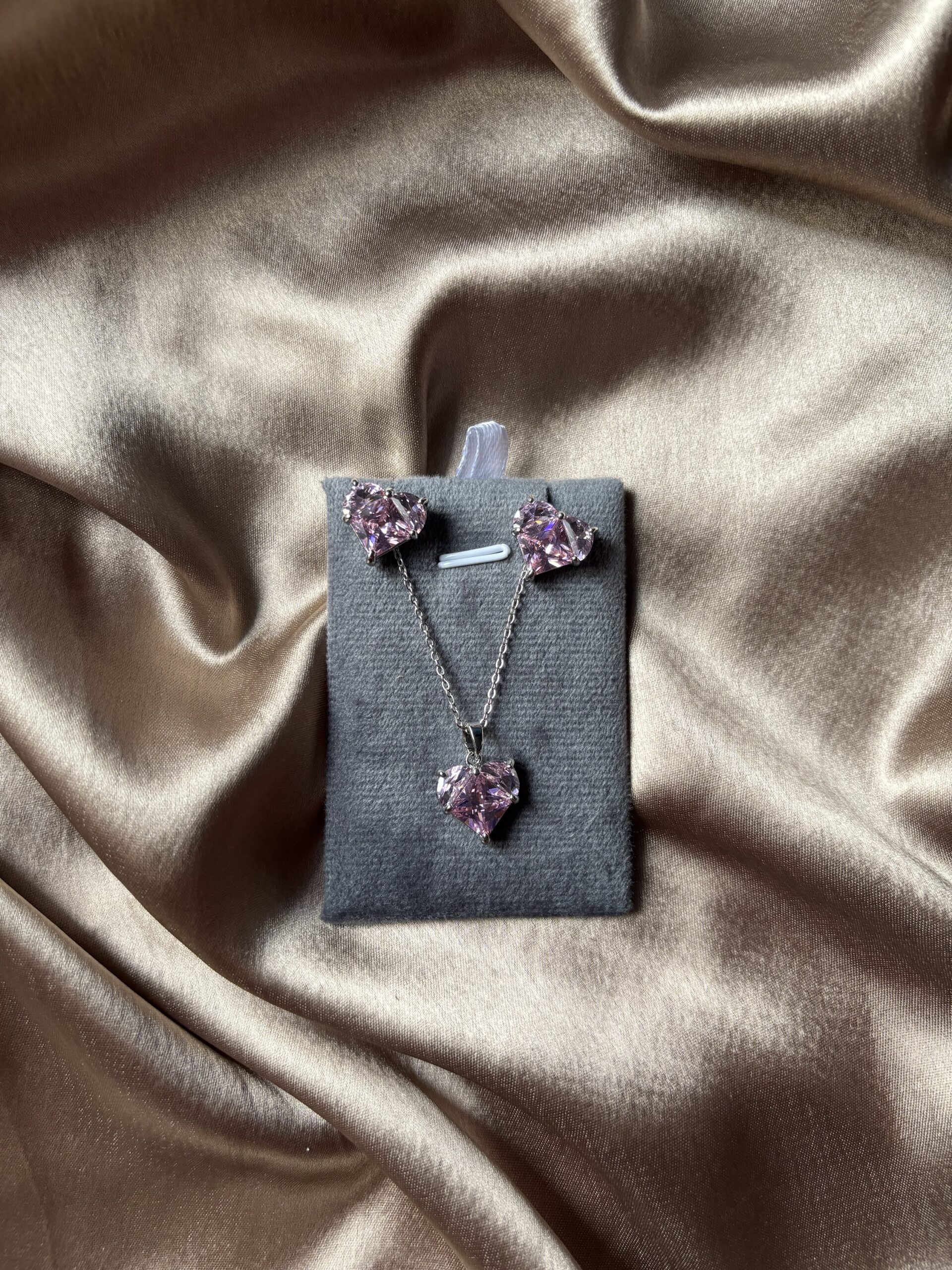 Pink Heart Pendent Set